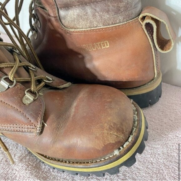 Vintage Scats Matterhorn Brown Leather Lace Up Hiking Mountaineering Boots 8 - Picture 11 of 15